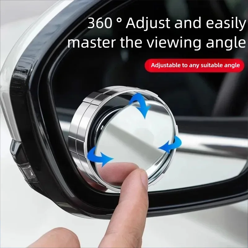 2PCS 360 Degree Adjustable Car Blind Spot Mirror Wide Angle Small Round Convex Mirror Reverse Auxiliary Rear View Assistant