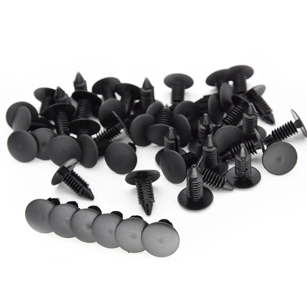 50PCS Auto Fastener 8mm Hole Nylon Clips For Car Fender Bumper Shield Retainer Plastic Rivet For Universal Car Automobile Snap