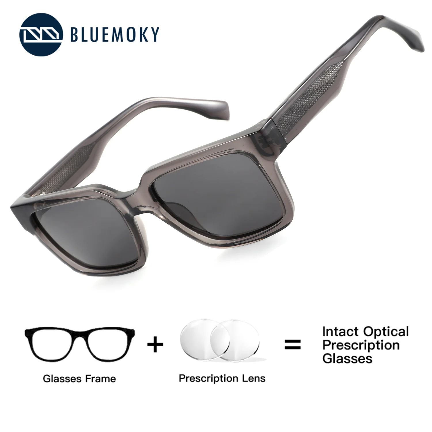 

BLUEMOKY Square Polarized Prescription Sunglasses Men Retro UV400 Protection Graduated Lenses Progressive Glasses For Driving