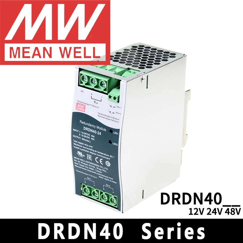 

Mean Well DRDN40-12/24/48 meanwell Redundancy Module 40A DIN Rail Type