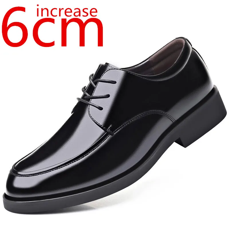 

Elevator Man Dress Shoe 6CM Height Increasing Men's Wedding Lifted Oxford Men Formal Leather Invisible Men Height Increase Shoes