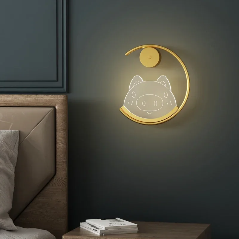 

Nordic Simple LED Wall Light Modern Creative Living Room Background Wall Decoration Lamp Bedroom Bedside Cartoon Mounted Sconce