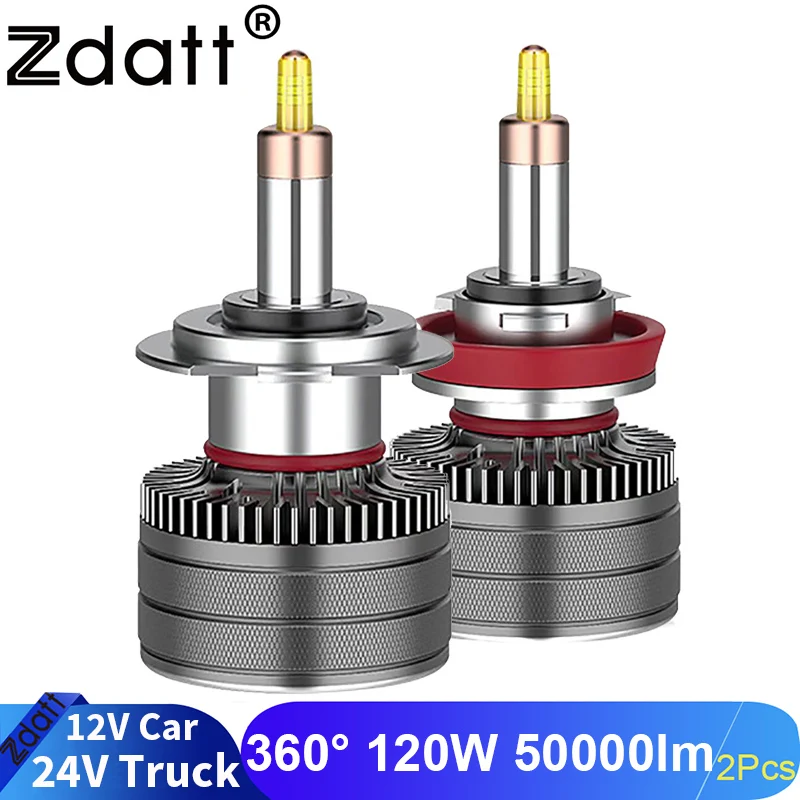 2024 120W Canbus H7 LED Bulb Auto H11 Led Headlight Fog Lamp H1 H8 9005 HB3 9006 HB4 9012 360 3D 6000K 50000LM 12V 24V Turbo Led