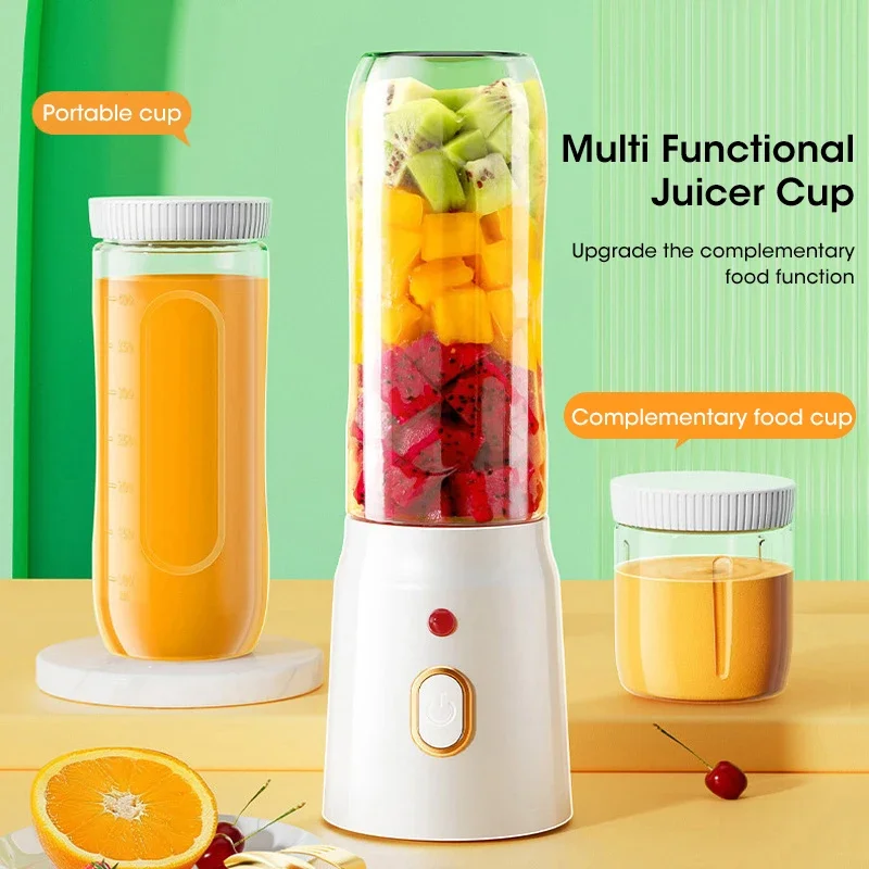 1500mA Portable Wireless Blender Electric Fruit Juicer Machine For Orange Ice Crushing 6 Blades Auxiliary Food Machine Mixer