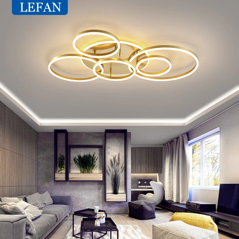 Postmodern Led Circle Rings Ceiling Lights For living Room Bedroom Study Room Ceiling Lamp Black/White/Golden pendant Lamp