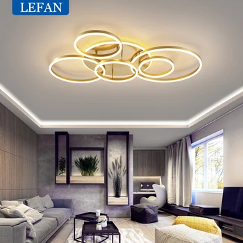 הפוסטמודרנית Led מעגל טבעות תקרת אורות סלון חדר שינה לימודי מנורה שחור/לבן/זהב תליון מנורה