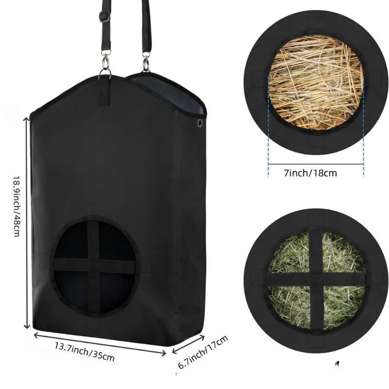 

Goat Hay Feeder, Rabbit Horse Sheep Hay Bag, Adjustable Slow Open Feeding Hole