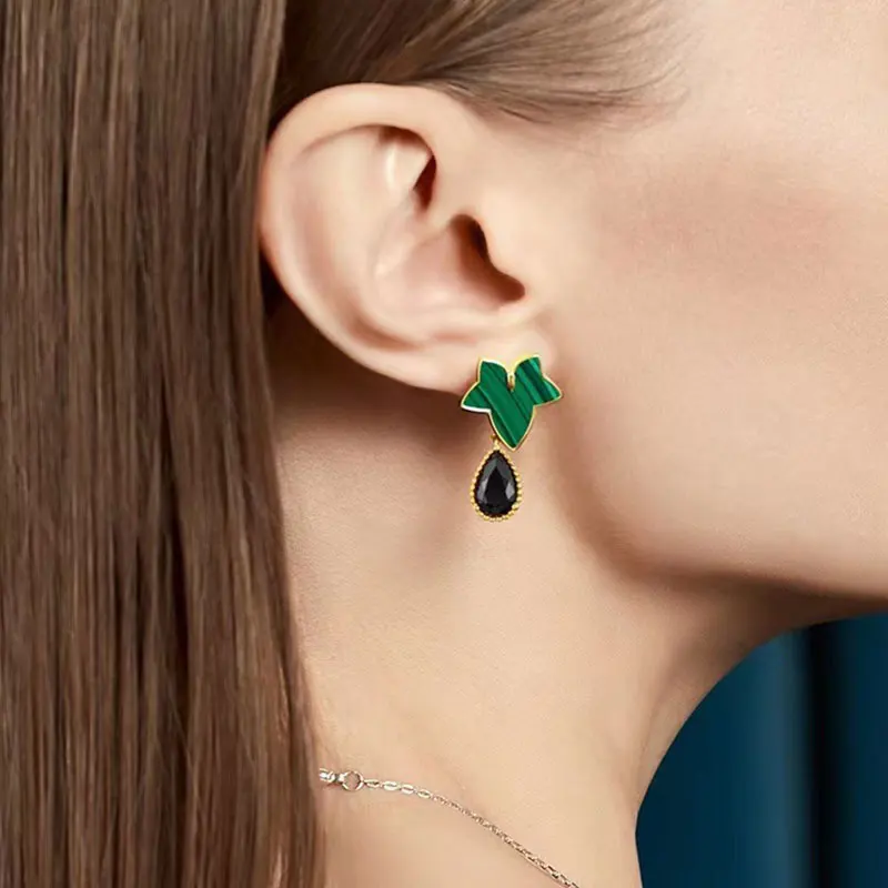 Summer 925 Sterling Silver Earring Fine Jewelry Woman Green Plant Trendy 2023 New In Original Luxury Free Shipping Item For Girl