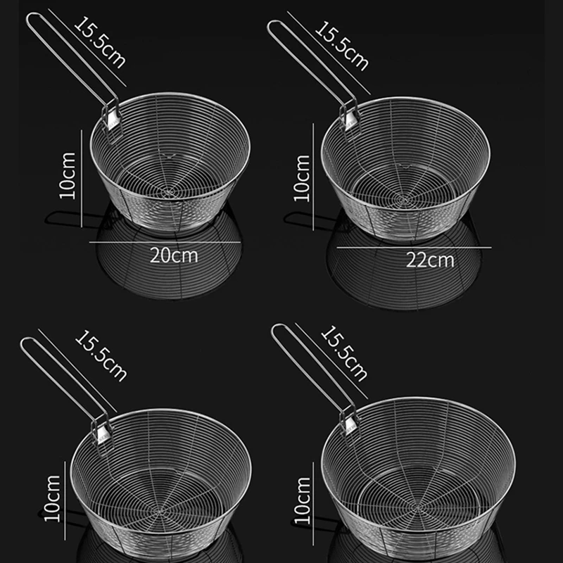 مصفاة سفلية رفيعة غير لاصقة ، مقبض قابل للطي ، مقاومة للحرق ، مقاومة للحرارة ، سلة مطبخ مقاومة للصدأ