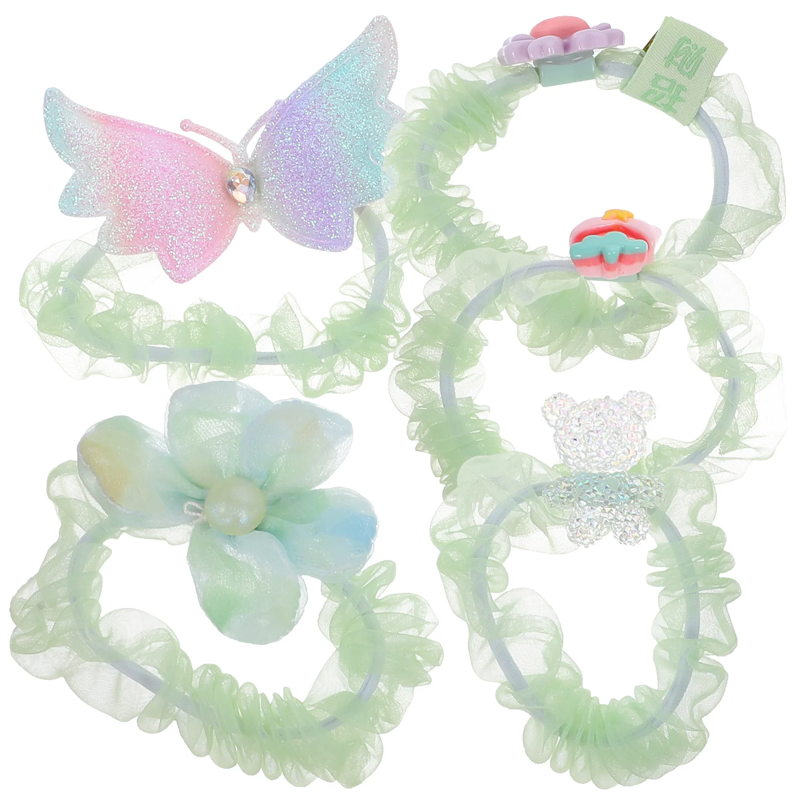 

5pcs Circle Accessories Elastic Bands Scrunchies Girl Rope Toddler Ties Ponytail Holders Hair Bows Girls Accessories Student