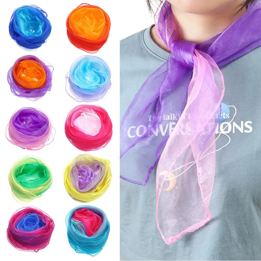 Kids Rhythm Band Scarves Music Scarves Gradient Color Scarf Square Silk Scarf Dance Scarfs Gradient Color Dancing Scarf