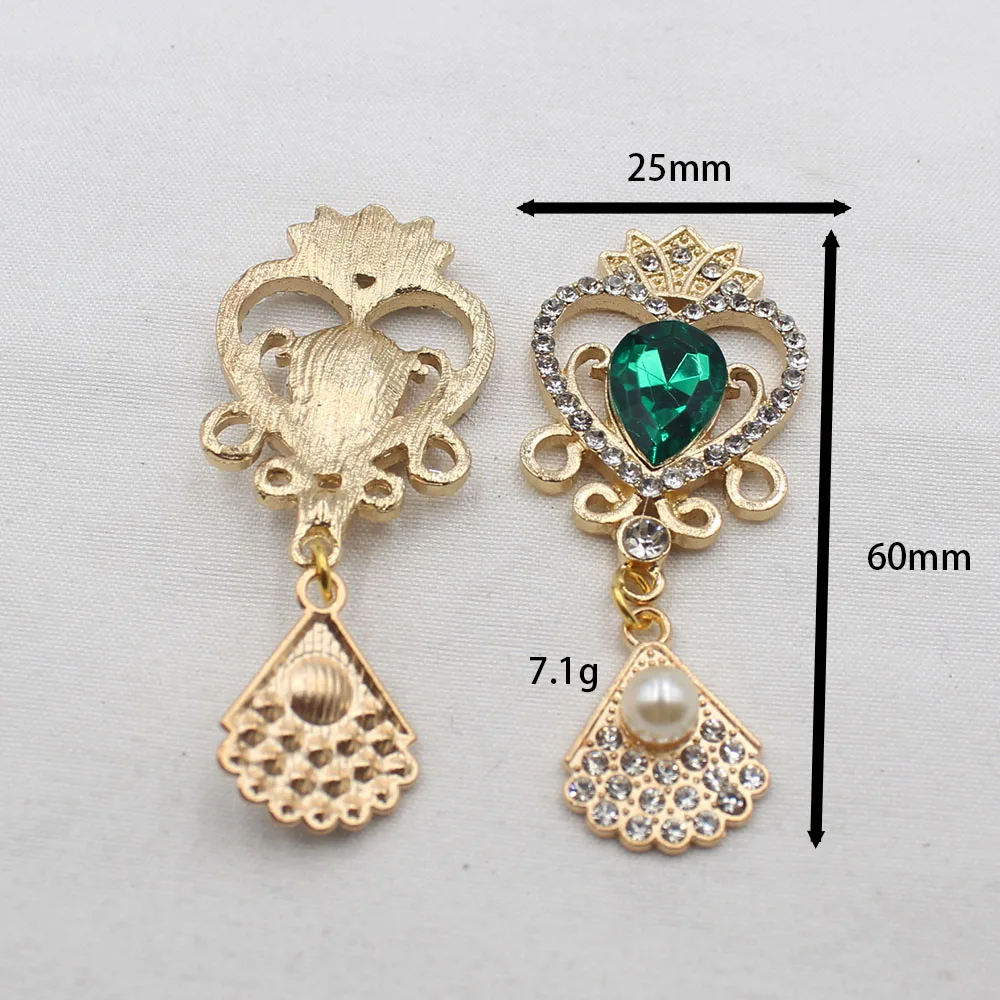Cross border 5 pieces/batch alloy gold diamond crown crystal pendant DIY earrings couple retro palace style relationship egg tem