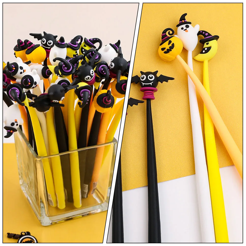 

10pcs Halloween Gel Cartoon Pumpkin Pens Smooth Writing Portable Office Stationery Multipurpose Signature Pens For Party Favors