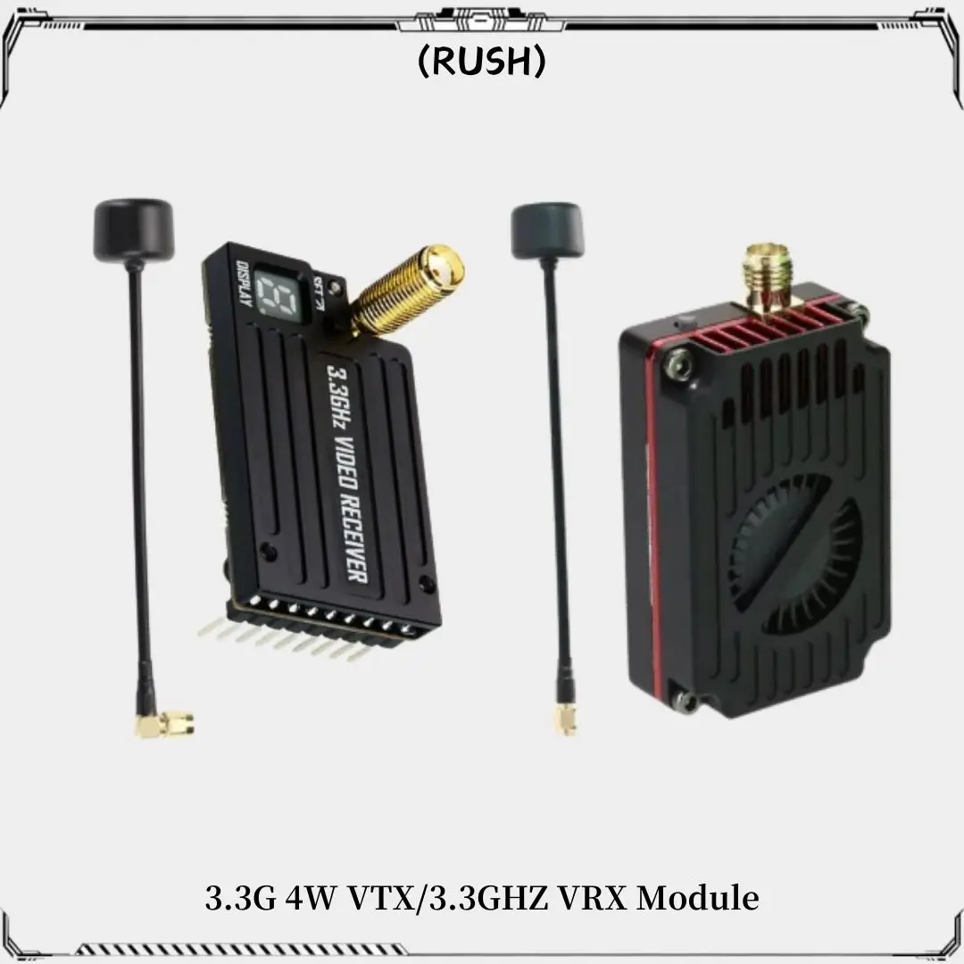 RUSHFPV 3.3G 4W VTX Supports IRC Tramp Protocol 7-30V Video Transmitter & 3.3GHz Glasses VRX Module For RC FPV Long Range Drone