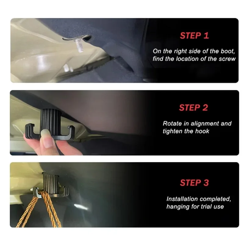 For Tesla Model 3 Trunk Hook Grocery Bag Hook Car Pendant Accessories Luggage Compartment Glove Bag Hook 1/2PCS view 5
