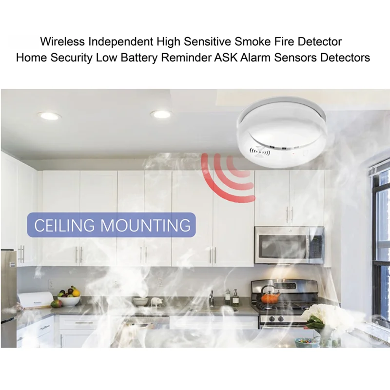 PHILE-Tuya-detectores de alarma de humo inalámbricos, compatibles con WIFI, 433Mhz, protección contra incendios, con sistema de trabajo con Sensor de alarma de seguridad para el hogar GSM