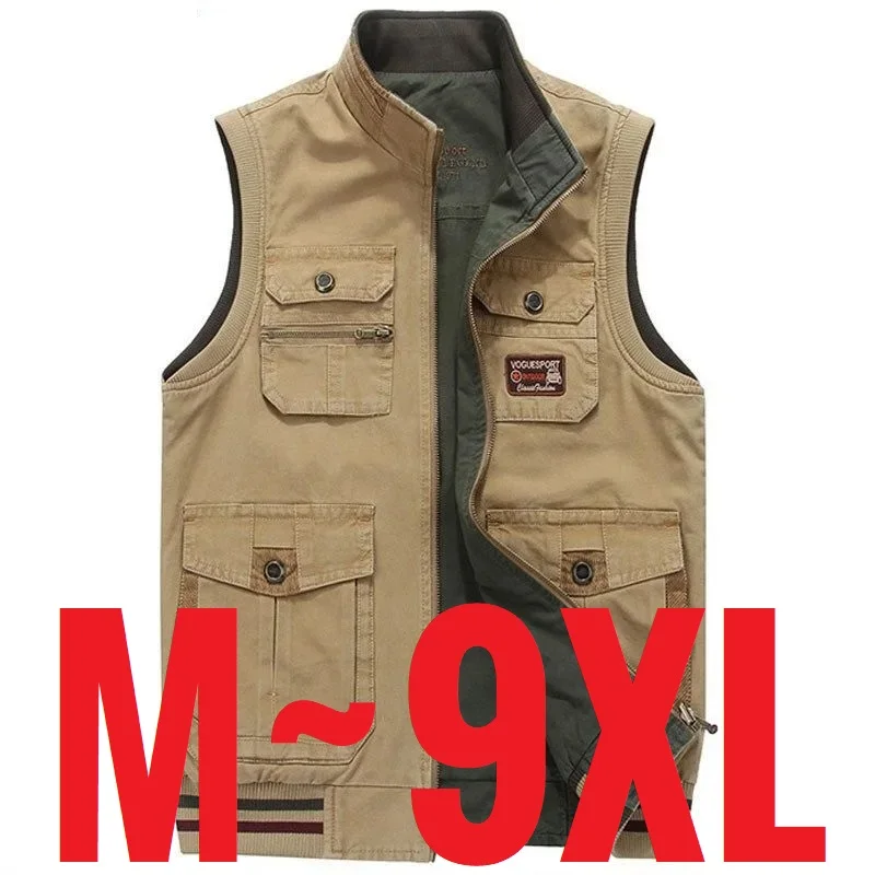 2024 Men Work Wear Vest Military CLothing Waistcoat Tactical Many Pocket Vest Sleeveless Jackets Plus Size 8XL 9XL Big Coat Male