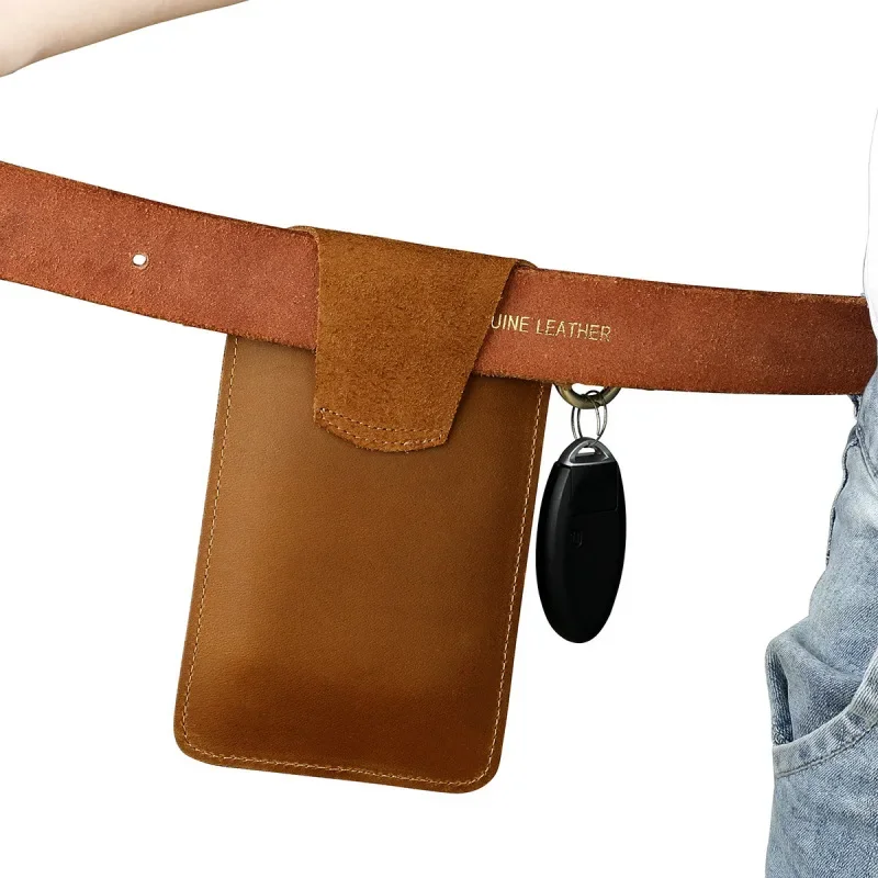Men's Outdoor Sports Mobile Phone Bag Crazy Horse Leather Wallet