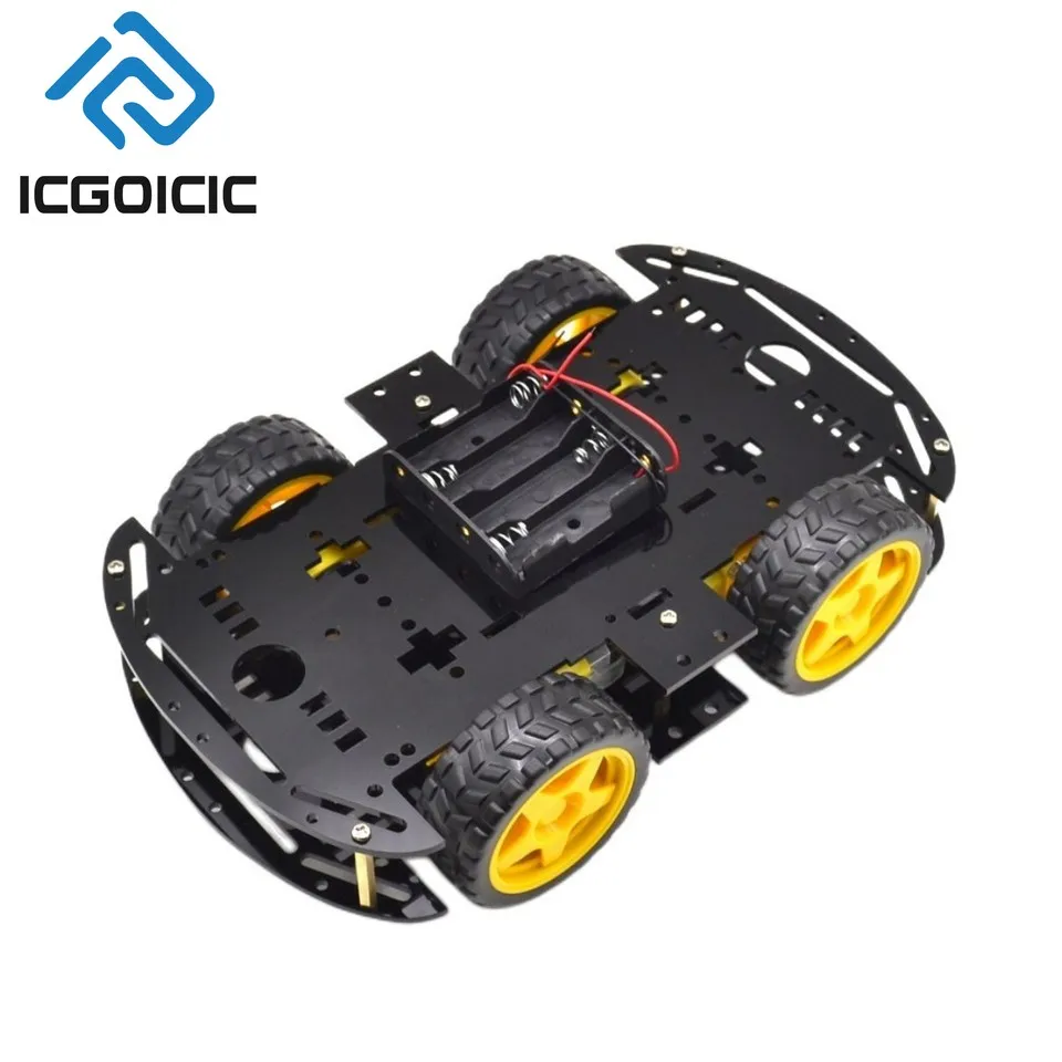 Kit de chasis de coche robot 4WD con motores codificadores: plataforma de bricolaje acrílica azul/rojo/negro/verde para Arduino Raspberry Pi
