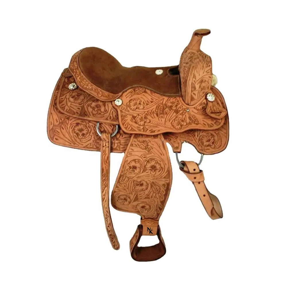 New Western Ranch Saddle, Premium Cowhide Riding Gear, Comfortable British Leather Saddle