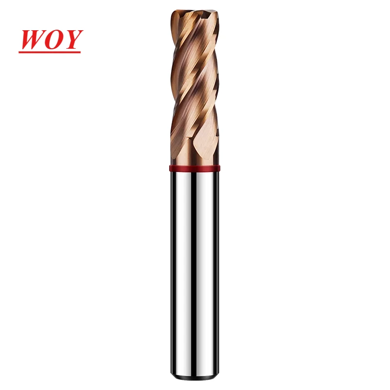 WOT  Steel Milling Cutter 4F Color-Ring Coating CNC Mechanical Round Nose Endmills Tools TGR-HRC55