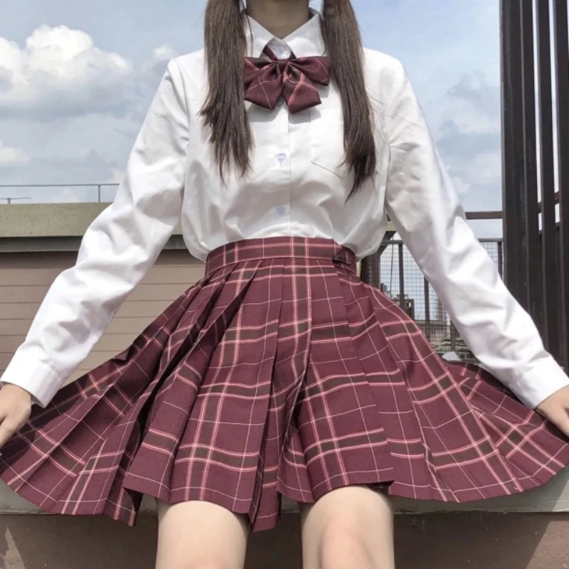 ZOKI JK Women Pleated Skirt Summer Uniform Students High Waist Plaid Sexy Dance Mini Skirts Cute Bow A Line Ladies Skirts New