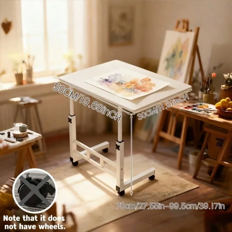 Computer Desks Rollable Adjustable Desk Single-laver- White, Small Size, Entry-level Model Without Wheels Office Furniture