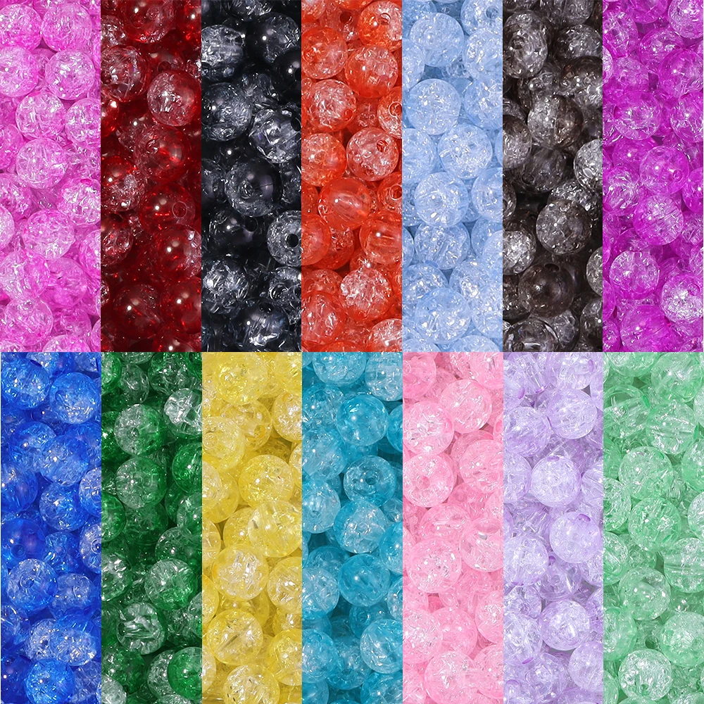 50 Stück/Los 8-10mm Bunte Gebrochene Perlen Acrylperlen Farbige Runde Lose Abstandsperlen für Schmuckherstellung DIY Armband Halskette