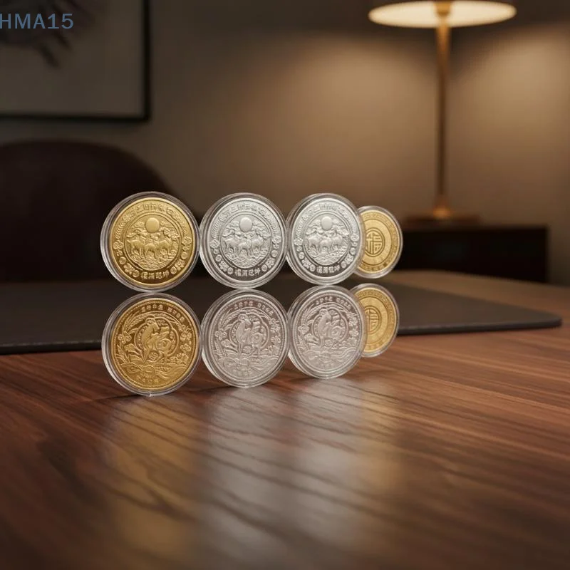 【YA】Gilt Goat Commemorative Coin 1Pcs with Anti-scratch Clear Protective Case Exquisite Relief Craft for Collection Gift