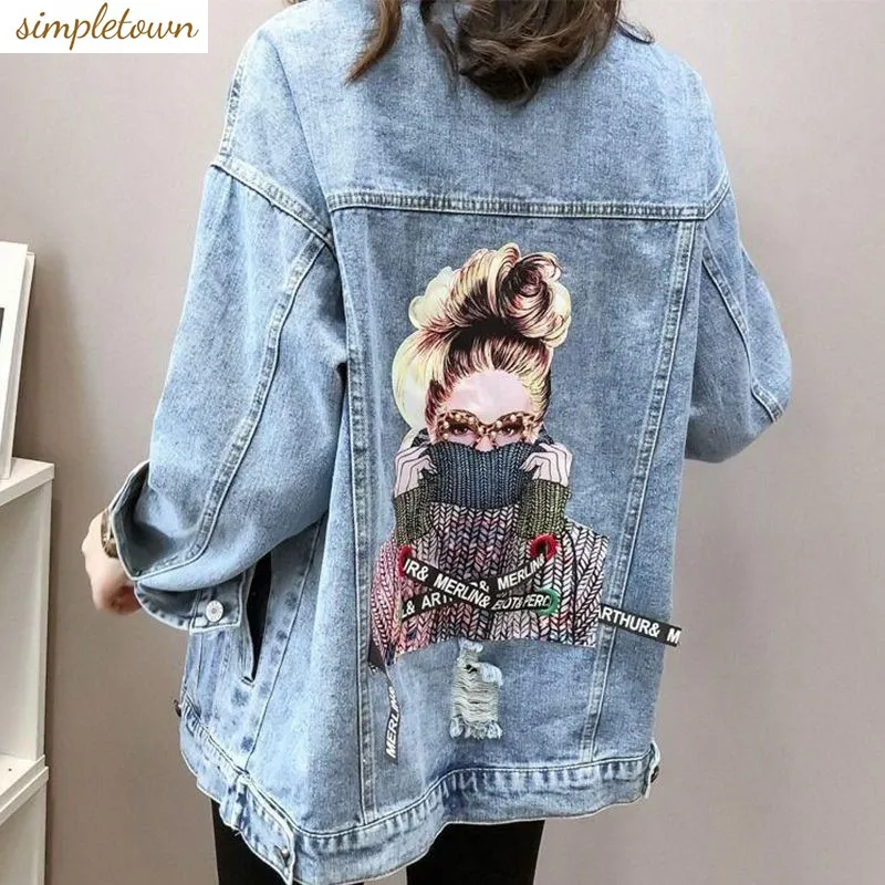 Denim Coat Spring and Autumn Korean Version Loose Fitting Fashion Casual Denim Jacket for Women with Reduced Age Denim Jacket