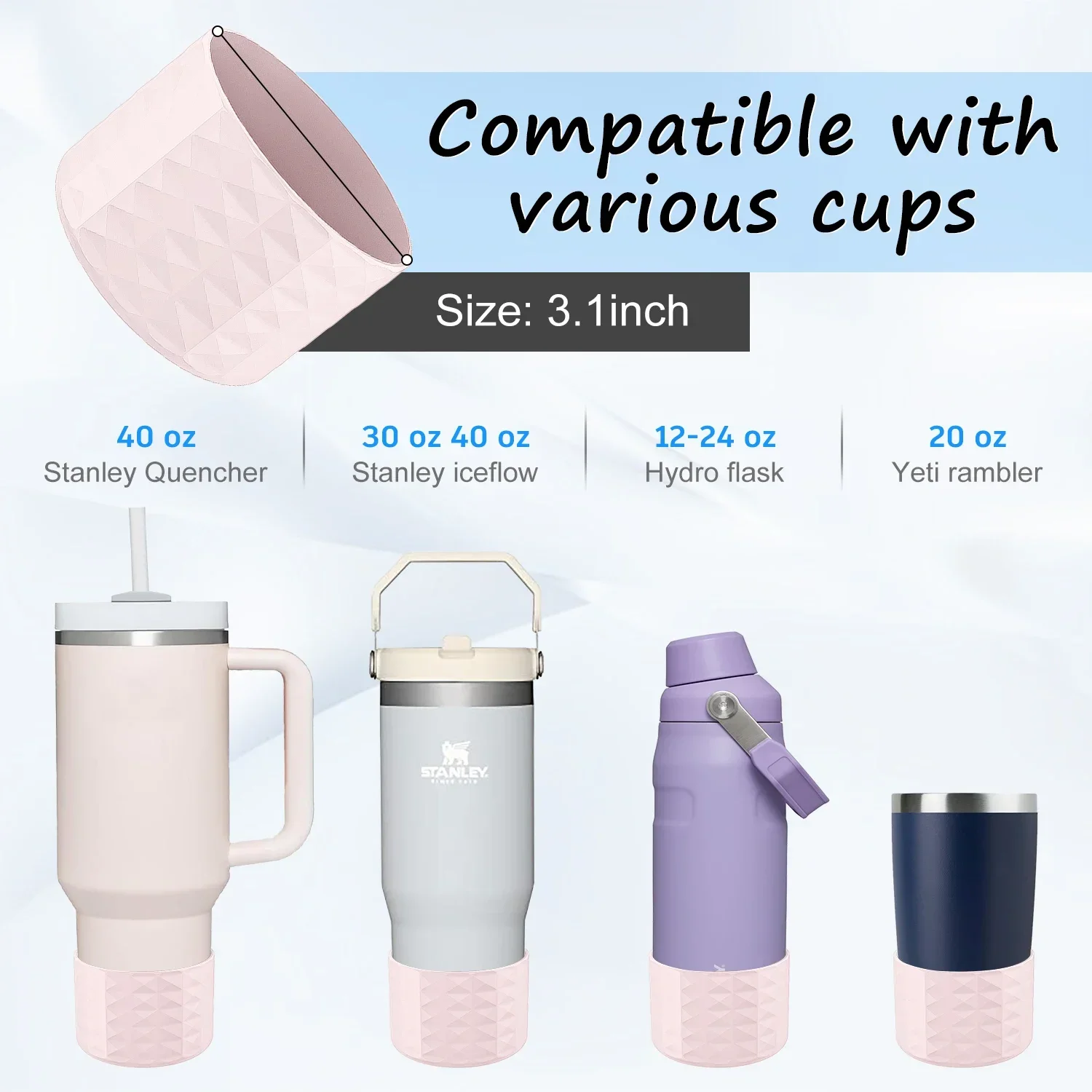 5PCS For Stanley 40oz Silicone Spill Proof Stopper Cup Cover Protective Adventure Tumbler with Handle&Stanley Flow Bottle Sleeve