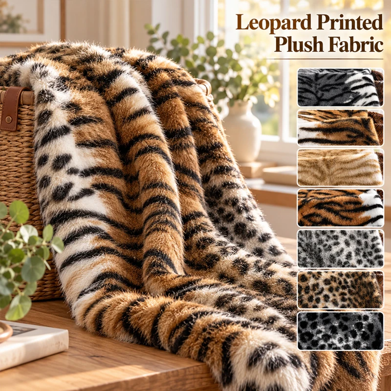 50x170cm Leopard Print Tiger Print Plush Artificial Fur Fabric Hat Scarf Carpet DIY Performance Clothing Fur Clothing Fabric