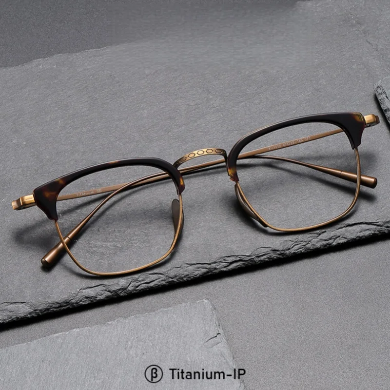DIEDIESEE Ultra Light High Quality Retro Anti Blue Light Plate Titanium Frame Men's And Women's Prescription Glasses K-1112