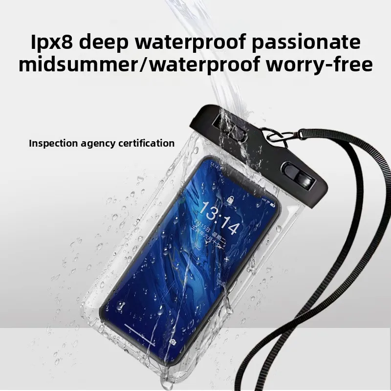 حقيبة مقاومة للماء للهاتف الخلوي شفافة للغاية يمكنها لمس الشاشة لالتقاط صور السباحة والتجديف جراب هاتف محمول مقاوم للماء