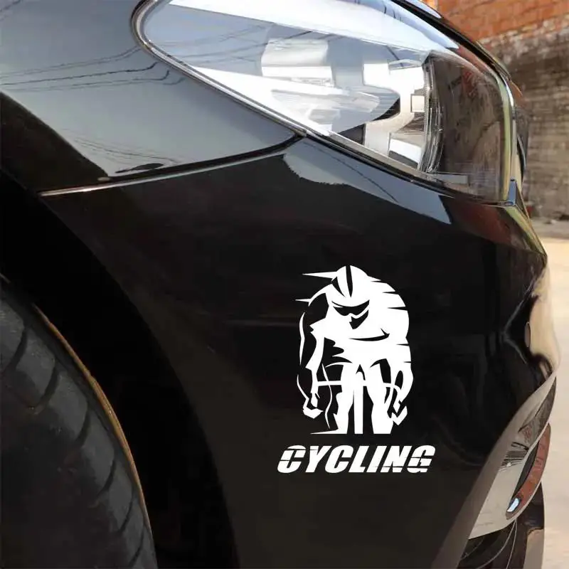 1Pc 2D Flat Cycling Sticker Cyclist Silhouette Sporty Text Waterproof Vinyl Decal for Bike Car Motorcycle Decor