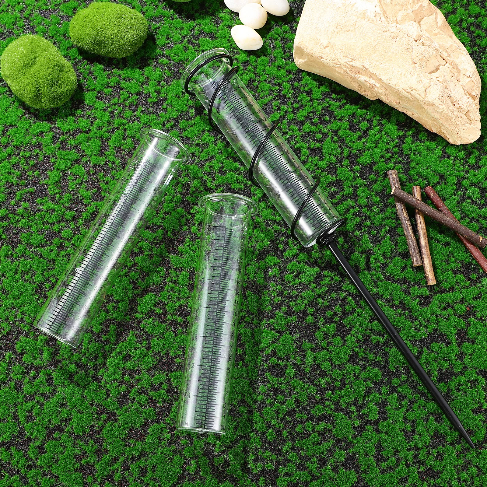 

Outdoor Rain Gauge Stake Lawn Professional for The Garden Meter Replacement Tube