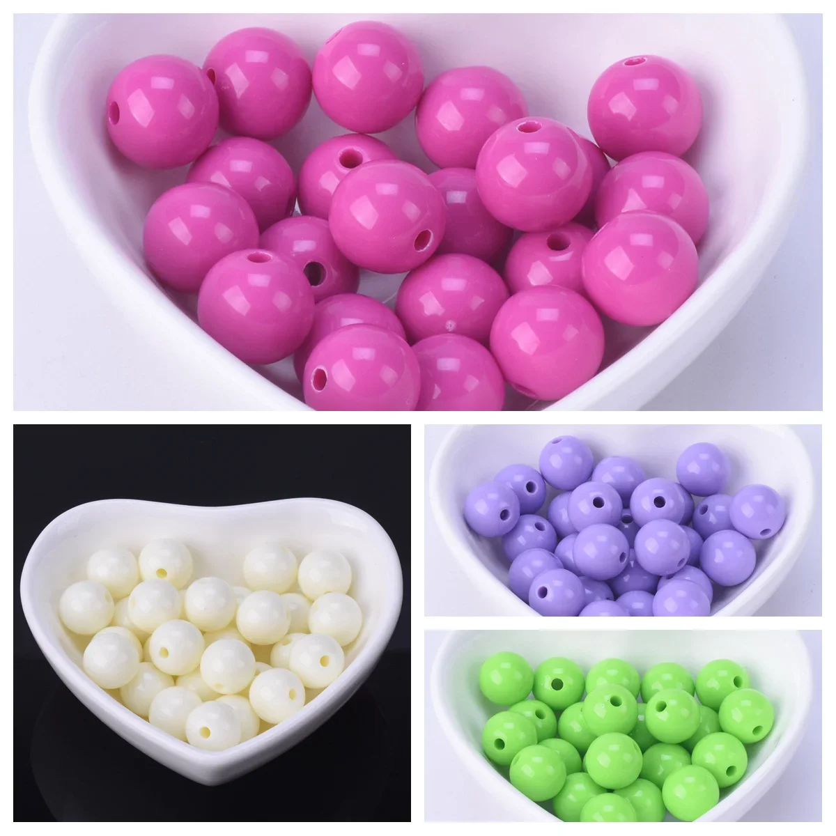 

10~50pcs Round Opaque Acrylic Plastic Loose Beads Lot 6mm 8mm 10mm 12/14/16/18mm 20mm for Jewelry Making DIY Crafts Findings