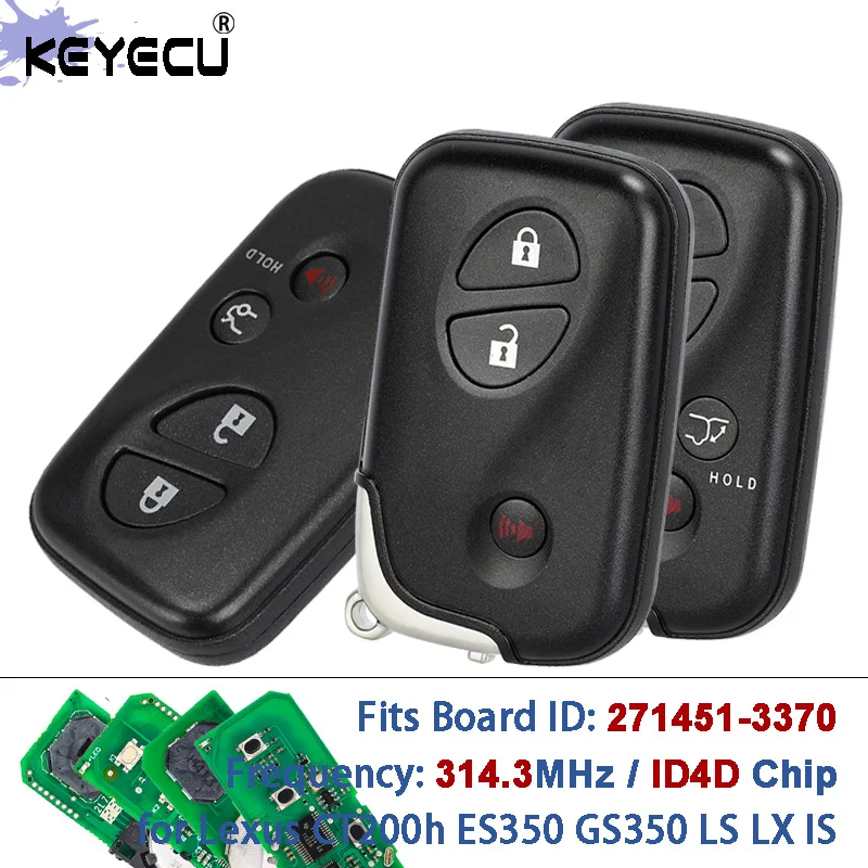 KEYECU Board ID: 271451-3370 HYQ14AAB 314,3 MHz Smart-Fernbedienungsschlüssel für Lexus CT200h ES350 GS350 LS460 LX460 LX570 IS250 IS350