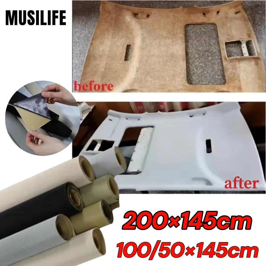 

Self-Adhesive Car Headliner Mesh Fabric for Auto Upholstery Sky Roof Renovation Adhesive Cloth DIY Crafts Interior Car Stickers