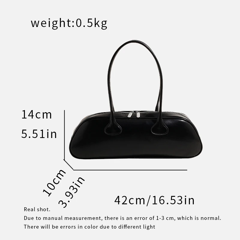 Korean Review Women\'s PU Leather Shoulder Bag Fashion Handbag Solid Color Long Underarm Bag Luxury Design Handbag Bolsa