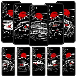 Japan JDM Sports Car Phone Case For Samsung Galaxy S23 S22 S21 Ultra S20 FE 5G S10 S9 S24 Plus S10E Cover Black Silicone Shell