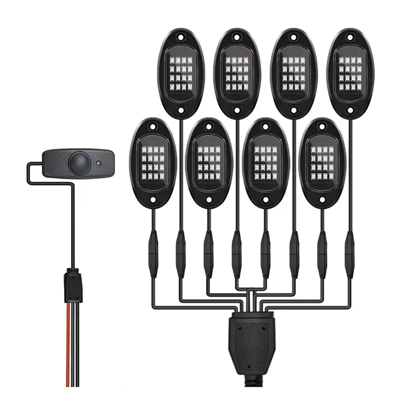 

M93K-8 Pods RGB LED Rock Lights Kit Underglow Multicolor Neon Light Pod With Bluetooth App Control For Truck ATV UTV SUV