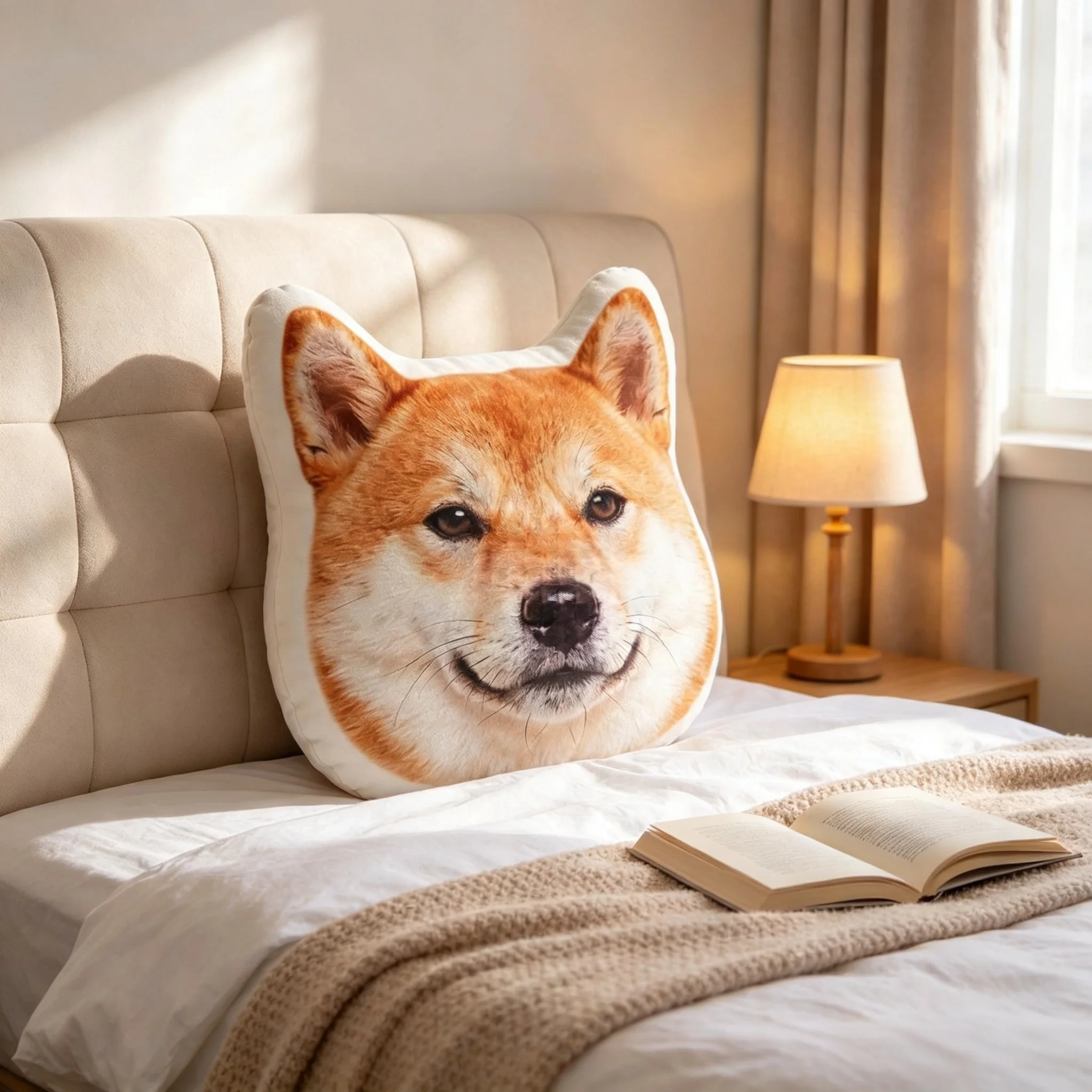 Cute Dog Throw Pillow, Soft Decorative Cushion for Sofa Bedroom Home Decor