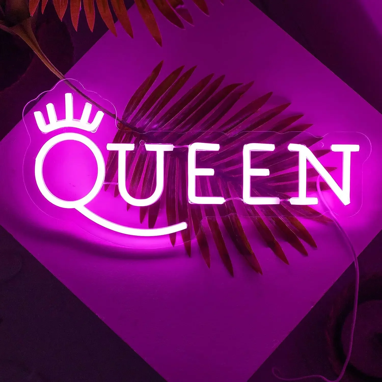 Crown Queen LED Neon Light Letter Pink Neon Lights Wall Decor for Bedroom Shop Apartment Dorm Birthday Party Wedding Gift