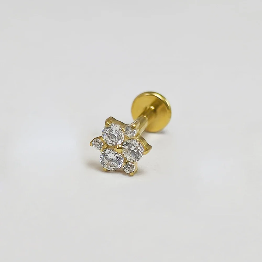 Zircon and Opal Titanium Piercing Ear Studs, 16G