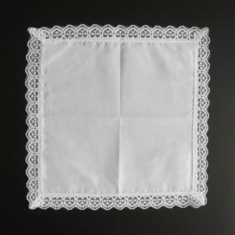 3Pcs 25x25cm 100% Cotton Women Lady Handkerchiefs White Color Embroidered Hankies Square Scarf DIY Painting