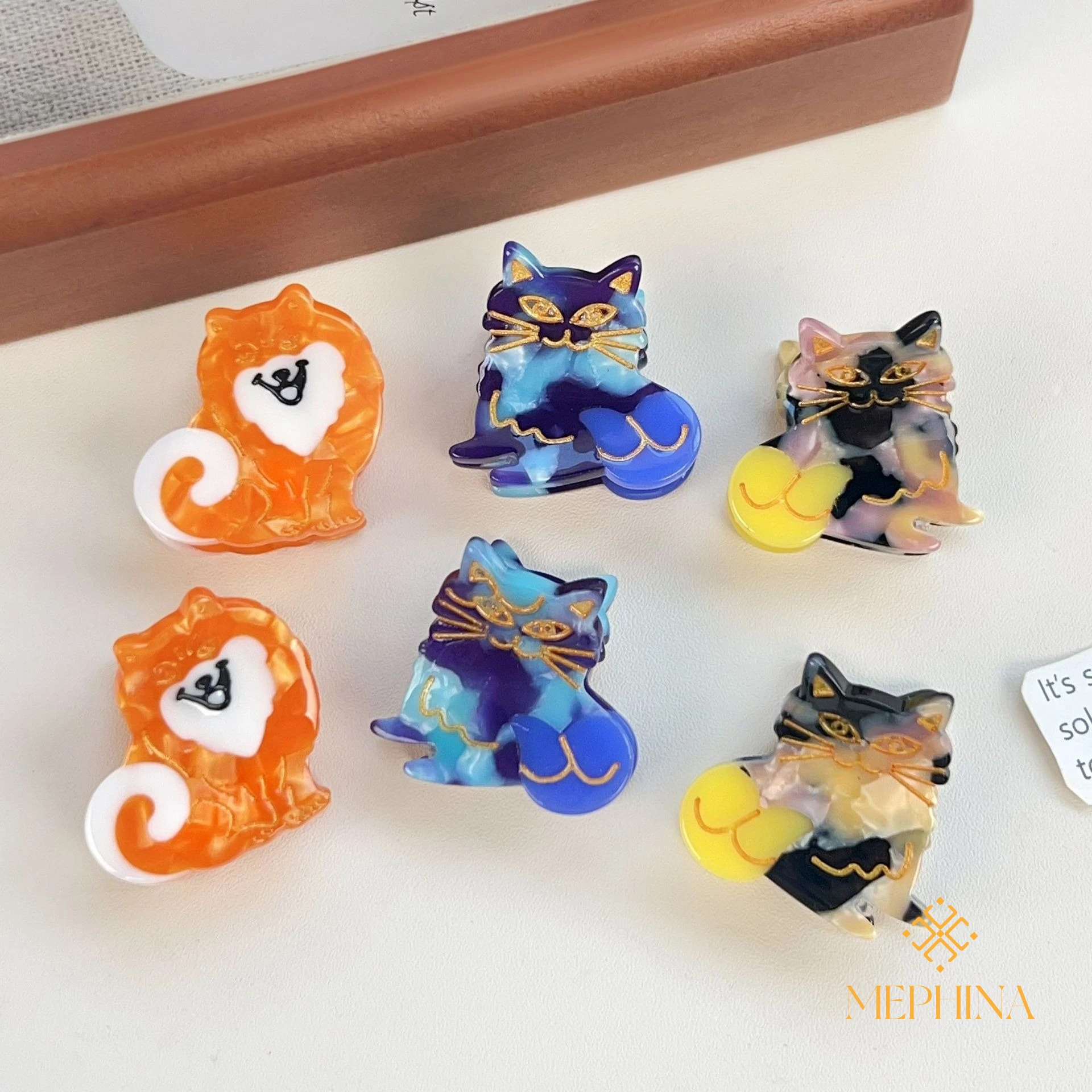 MEPHINA Animal Series Haarklammern, Mini-Haarklammern, Welpen-Haarklammern, Kitty-Haarspangen, süße Katze, Haarspange, Zubehör für Frauen