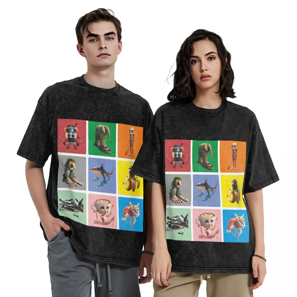 Italian Brain Rot Anomaly Hip Hop Short Sleeve T-Shirts Washed Tops Tees Streetwear T Shirt Printed for Men woman