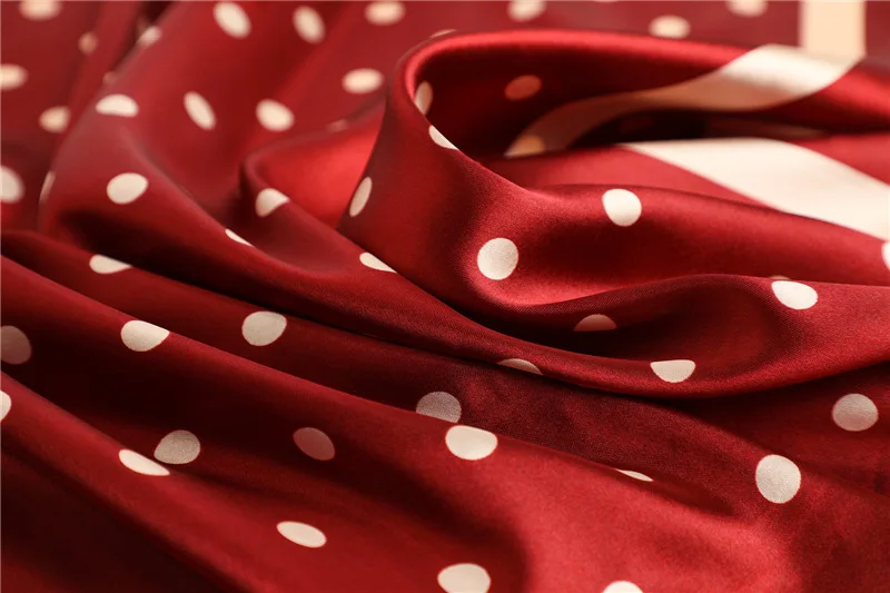 Polka Dot Kopftuch Seide Satin Hals Schal Für Frauen Drucken Hijab Schals Weibliche 90*90 cm Quadratische Tücher und Wraps Schals Für Dame – Detail 11