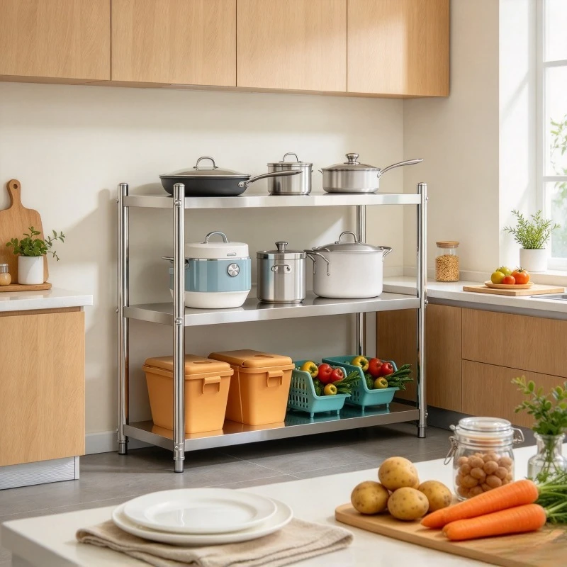 Stainless Steel Storage Shelf Rack Shelving Unit Organizer Heavy Duty Adjustable for Pantry Kitchen Balcony Warehouse